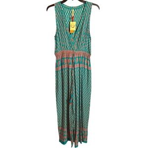 Green and Pink Sleeveless Maxi Dress
